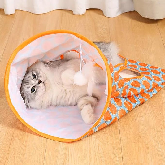 Luna™ Cat Tunnel Toy with Built-In Toys and Colorful Pattern