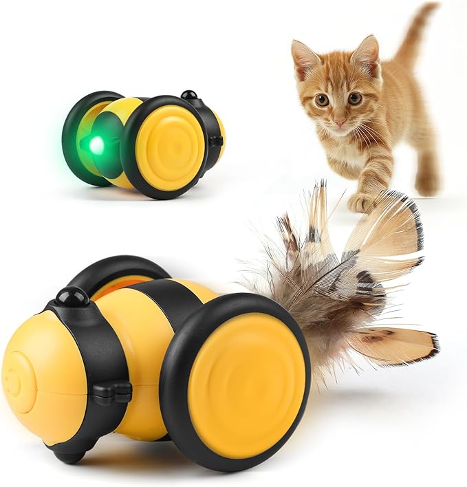 Ziggy™ Remote-Controlled Cat Toy with LED Light and Feather Attachment