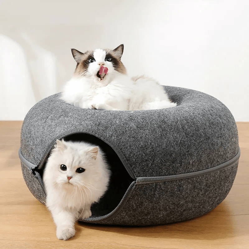 Interactive Felt Cat Tunnel Bed with Foldable Design for Indoor Cats