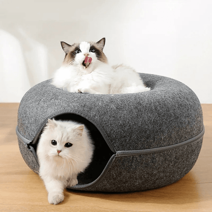 Interactive Felt Cat Tunnel Bed with Foldable Design for Indoor Cats