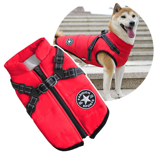3-in-1 Dog Jacket with Built-In Harness and Waterproof Design