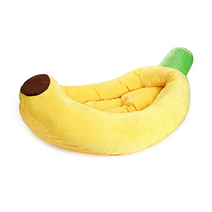 Banana Pet Bed with Soft Plush Cushion and Removable Liner