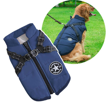 3-in-1 Dog Jacket with Built-In Harness and Waterproof Design