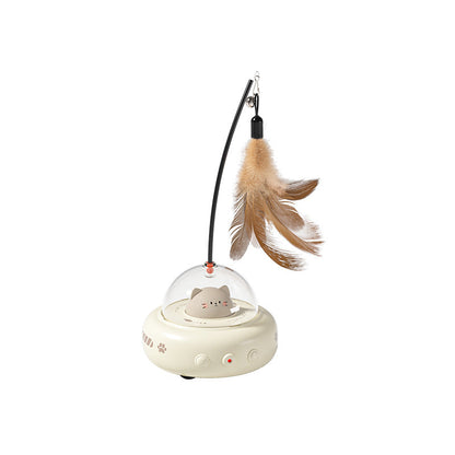 Nova™ UFO Cat Laser Toy with Interactive Feather and Random Beam Movement