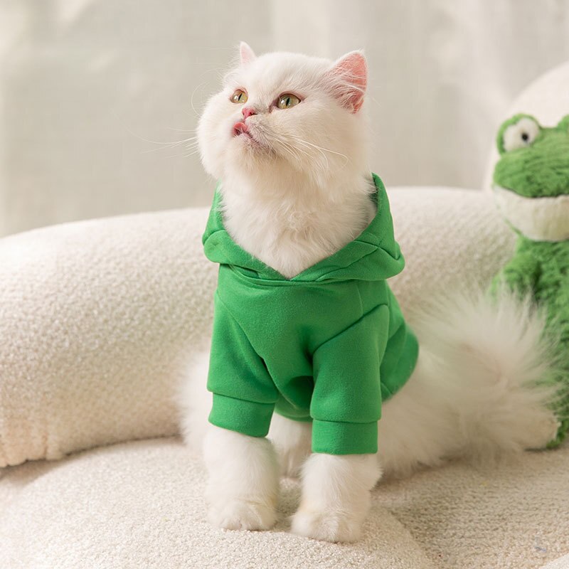 Frog Hoodie for Cats and Small Dogs with Soft Plush Fabric