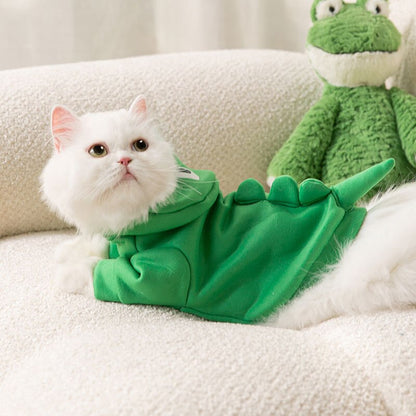Frog Hoodie for Cats and Small Dogs with Soft Plush Fabric