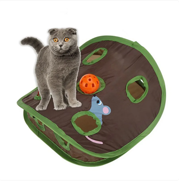 Oliver™ Cat Tent with Toys – Interactive Cave with Mice and Balls