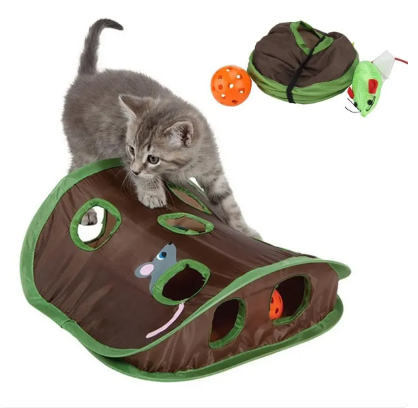 Oliver™ Cat Tent with Toys – Interactive Cave with Mice and Balls