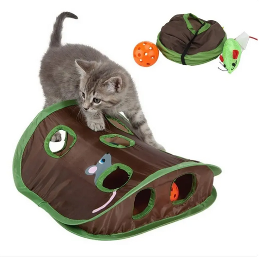 Oliver™ Cat Tent with Toys – Interactive Cave with Mice and Balls