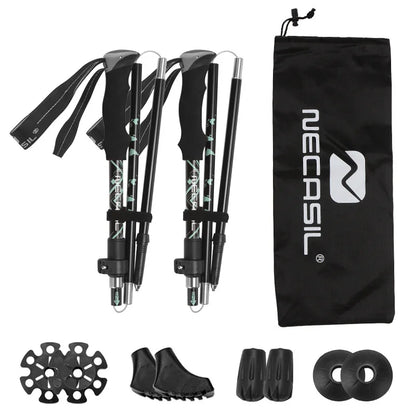 2 Pcs Ultralight 5-Section Folding Trekking Poles for Hiking & Climbing