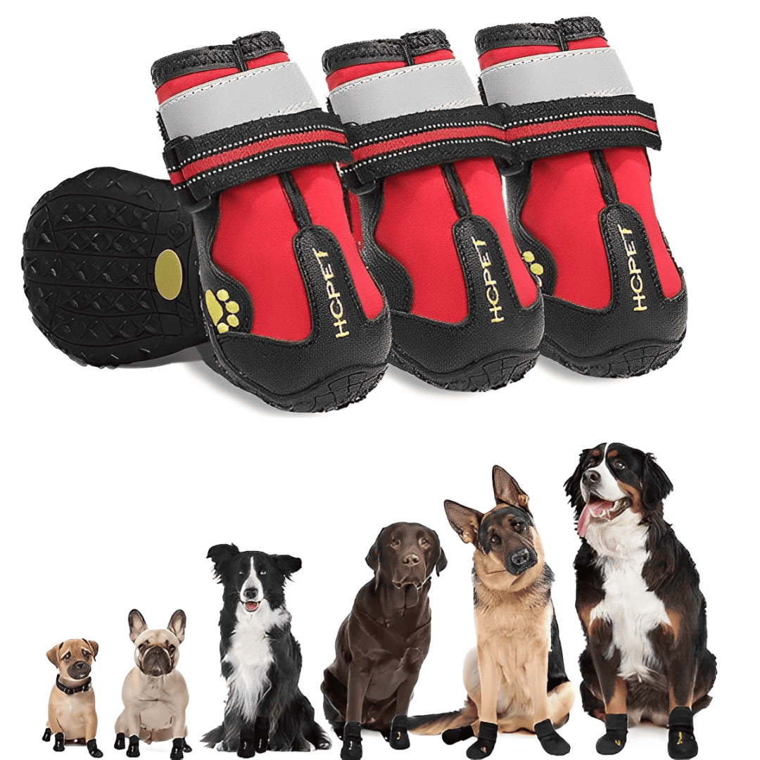 Waterproof Non-Slip Dog Shoes with Reflective Straps and Adjustable Fit