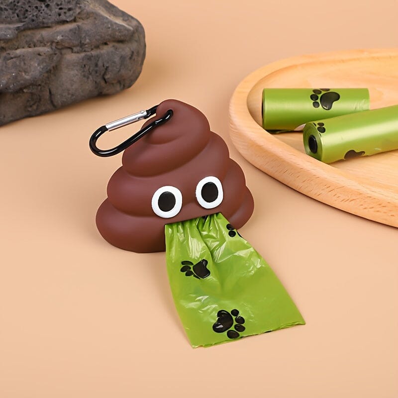 Poop Bag Dispenser for Pets with Carabiner Clip and Fun Design