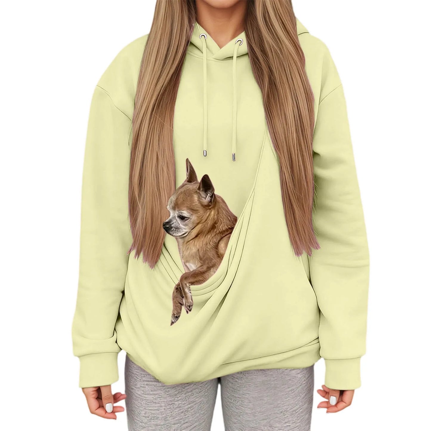 Women’s Casual Hoodie with Pet Carrier Pocket – Cozy Hooded Sweatshirt for Cats & Dogs