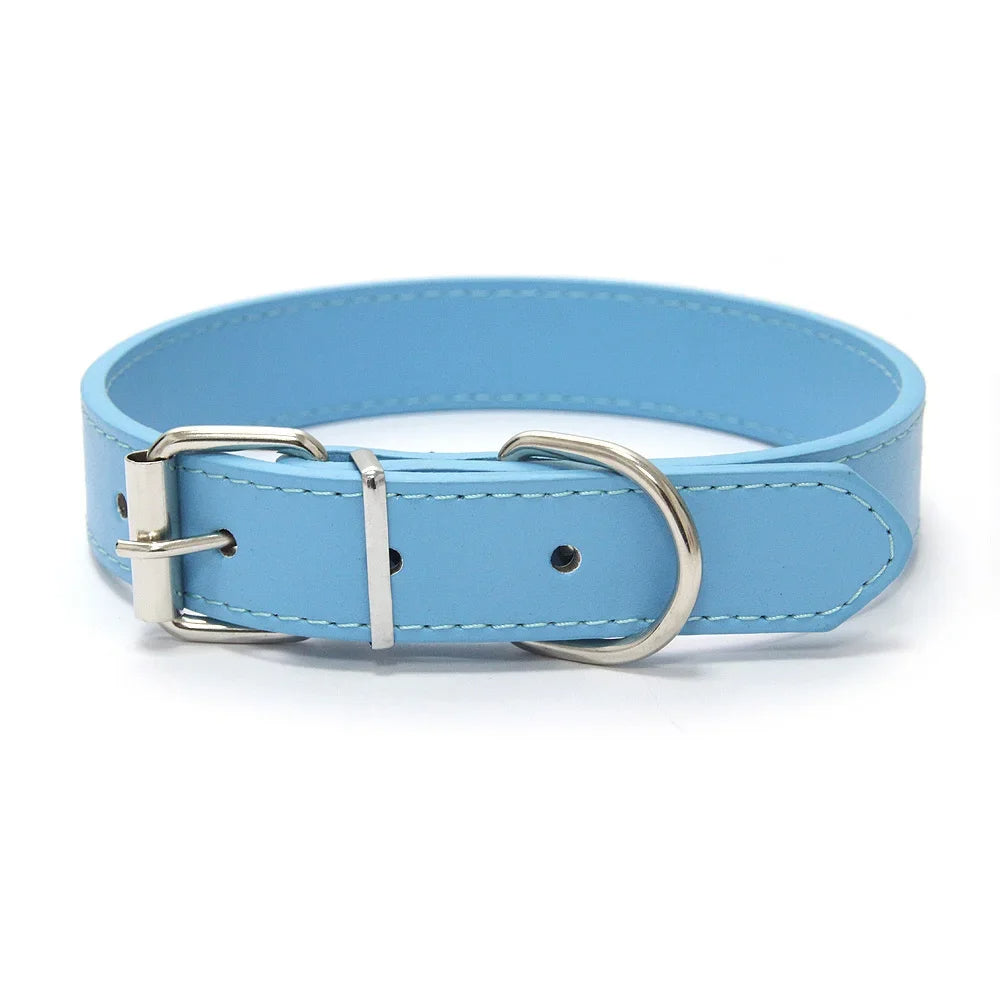 Finn™ Solid PU Leather Dog Collar Adjustable