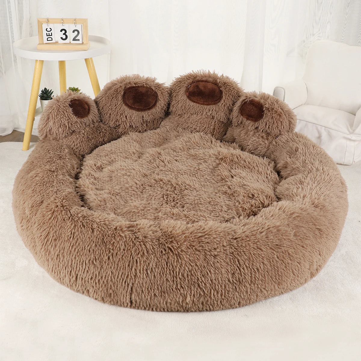 Luna™ Paw Plush Dog Bed – Cozy Comfort with a Playful Touch