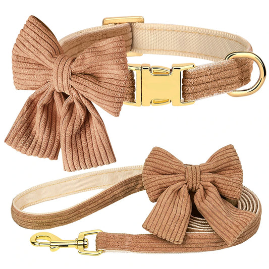 Chloe | Bowtie dog collar and leash set