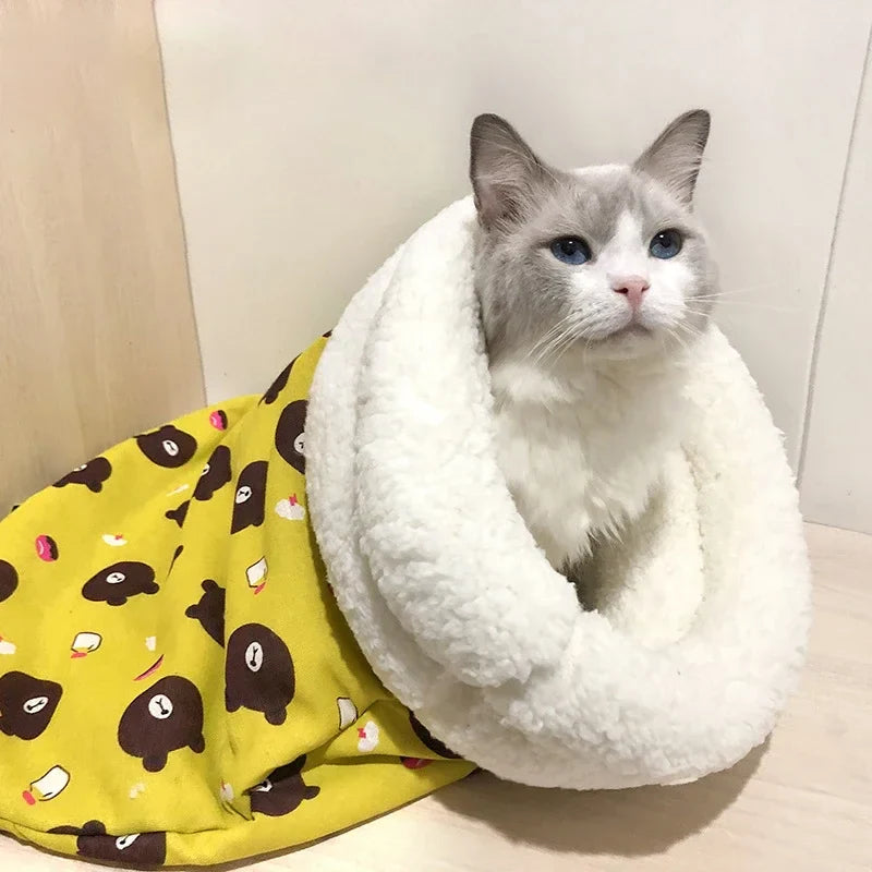 Plush 3-in-1 Cat Sleeping Bag Tunnel and Soft Bed Pad