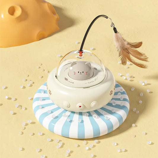 Nova™ UFO Cat Laser Toy with Interactive Feather and Random Beam Movement