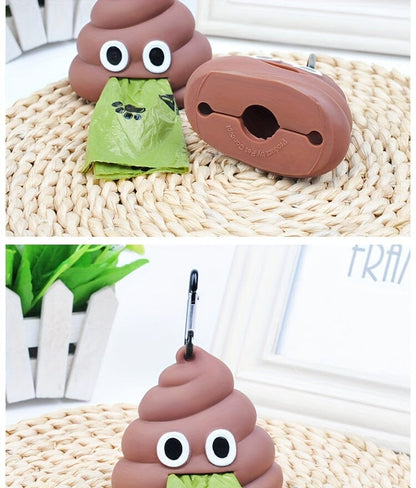 Poop Bag Dispenser for Pets with Carabiner Clip and Fun Design