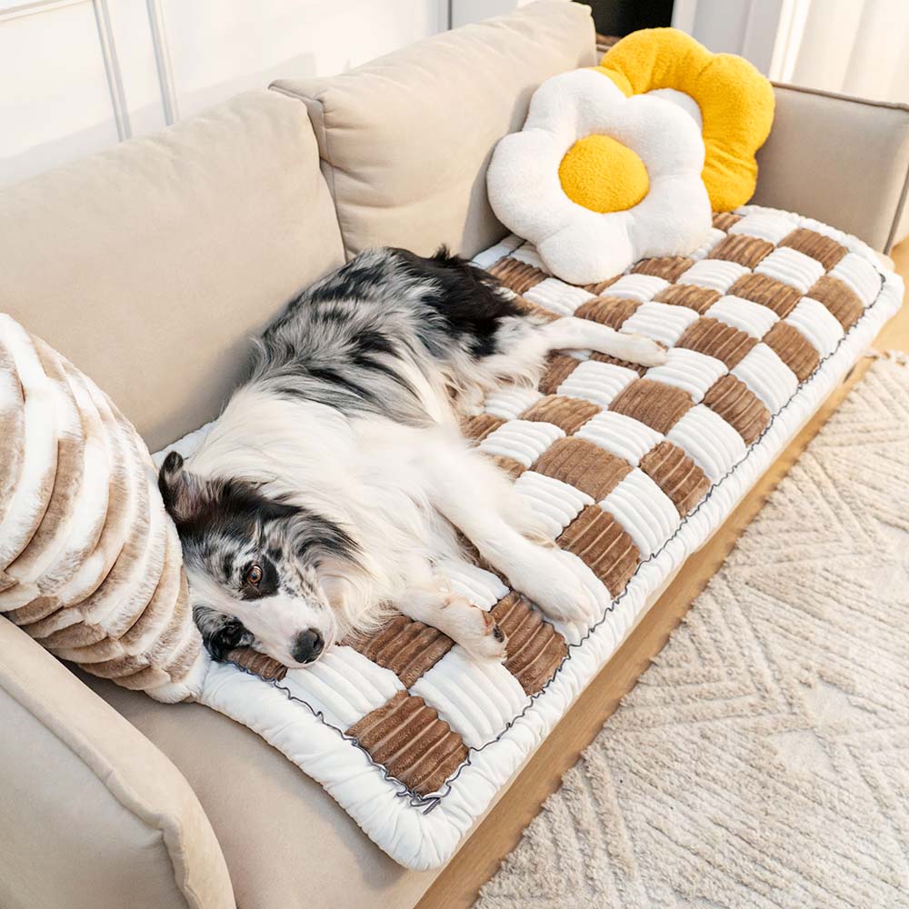 Pet-Friendly Couch Cover with Non-Slip Base and Soft Chenille Fabric