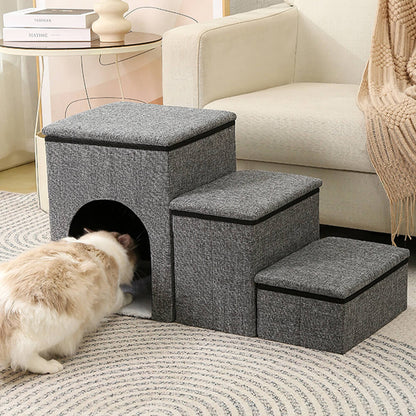 Foldable Multi-Functional Dog Stairs with Storage and Built-In Condo