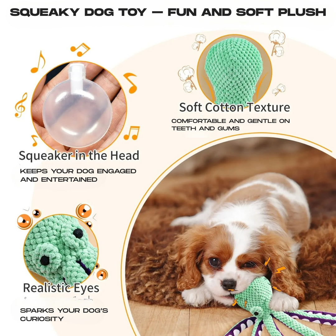 Aquapals™ Octopus Squeaky Dog Toy Durable, bite-resistant