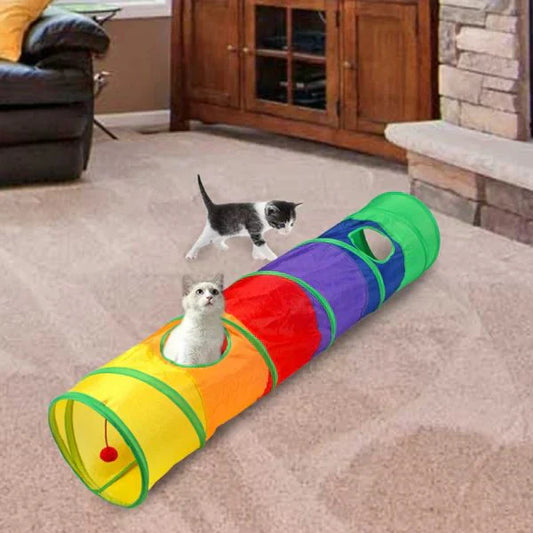 Luna™ Rainbow Cat Tunnel with Built-In Toy and Foldable Design