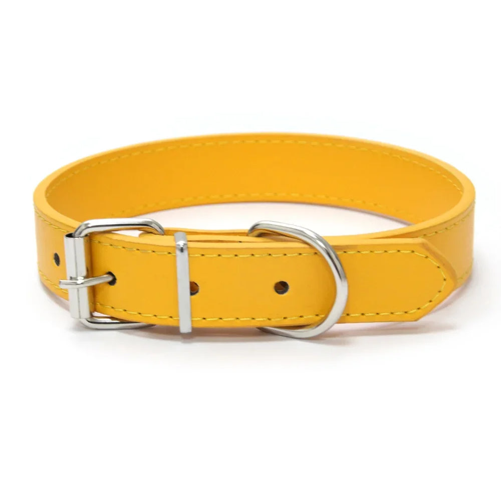 Finn™ Solid PU Leather Dog Collar Adjustable