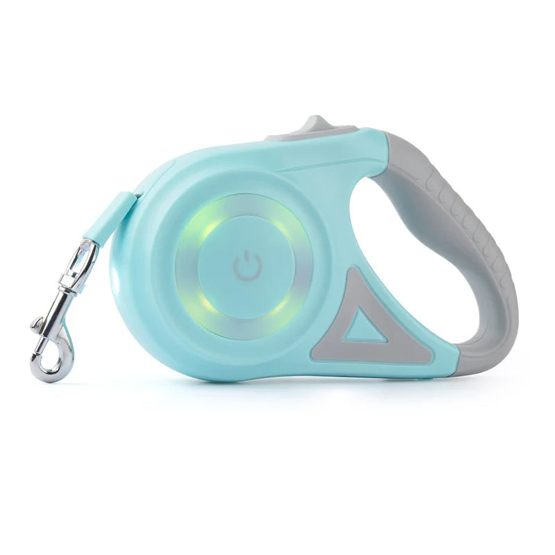 Lunvix | Retractable dog leash with LED flashlight for night walks (16 ft)