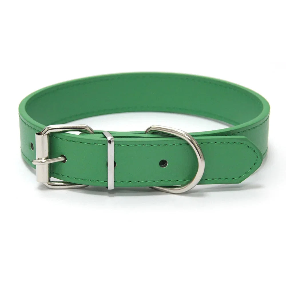 Finn™ Solid PU Leather Dog Collar Adjustable