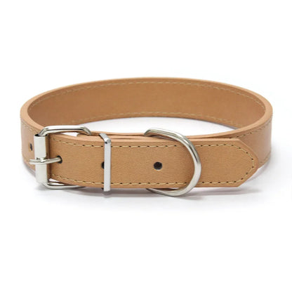 Finn™ Solid PU Leather Dog Collar Adjustable