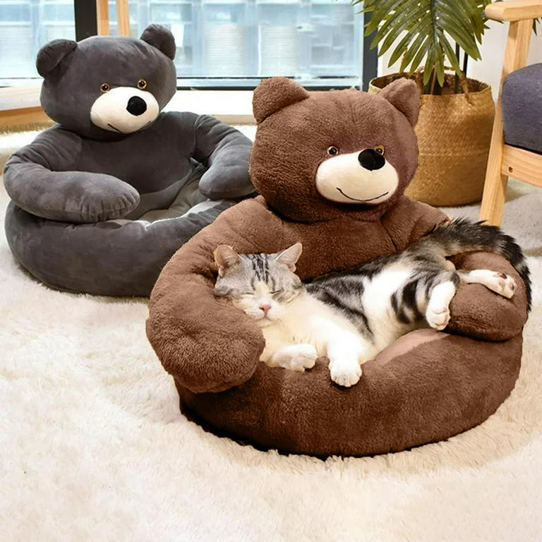 Teddy™ Cozy Pet Pillow with Cute Bear Design and Removable Cover