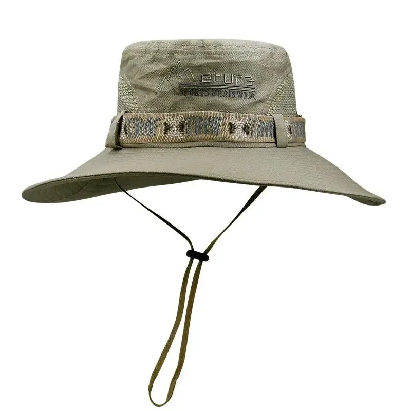 Summer Outdoor Hiking Bucket Hat for Men with UV Protection and Breathable Mesh