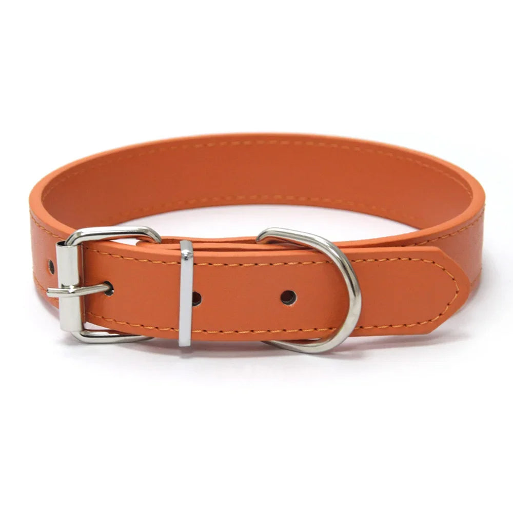 Finn™ Solid PU Leather Dog Collar Adjustable