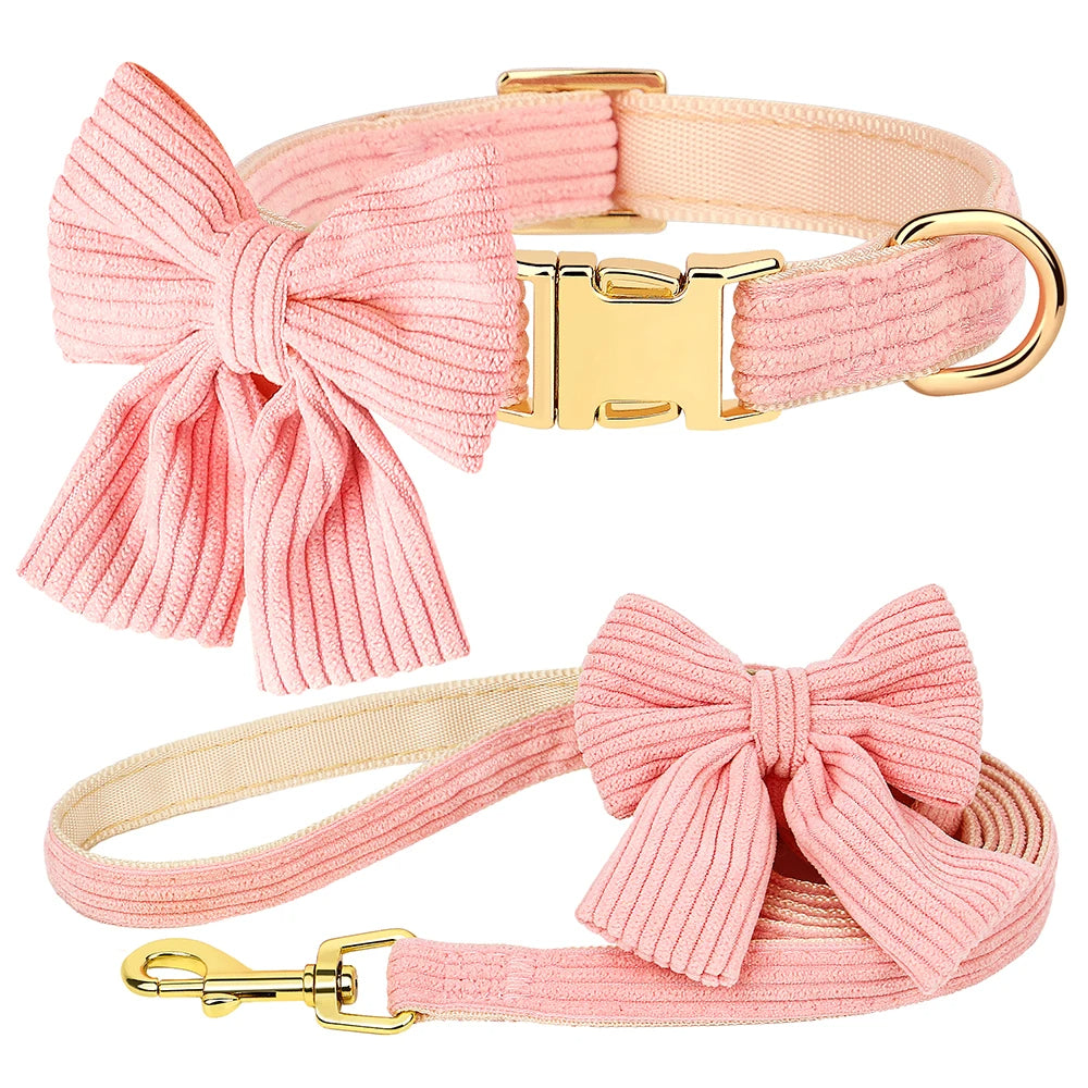 Chloe | Bowtie dog collar and leash set