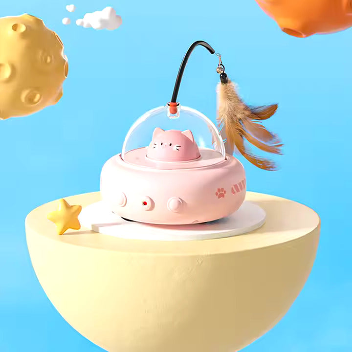 Nova™ UFO Cat Laser Toy with Interactive Feather and Random Beam Movement