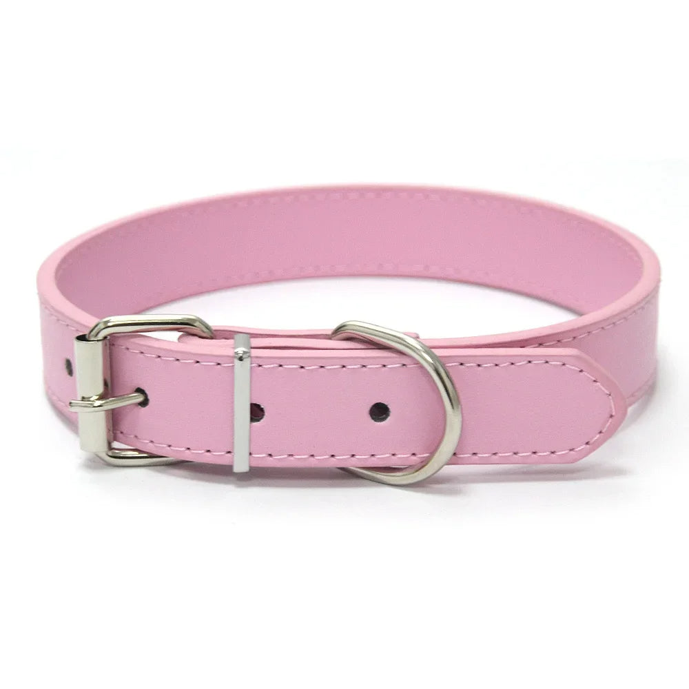 Finn™ Solid PU Leather Dog Collar Adjustable