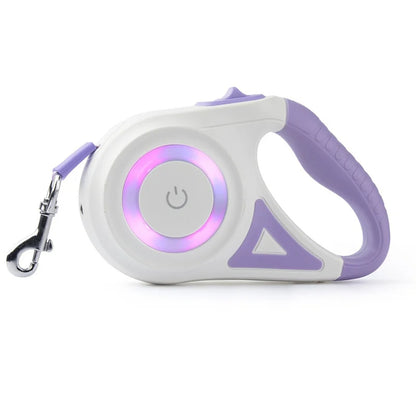 Lunvix | Retractable dog leash with LED flashlight for night walks (16 ft)