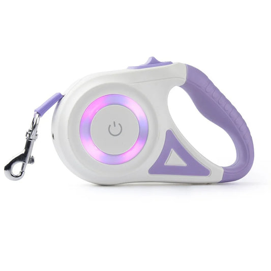 Lunvix | Retractable dog leash with LED flashlight for night walks (16 ft)