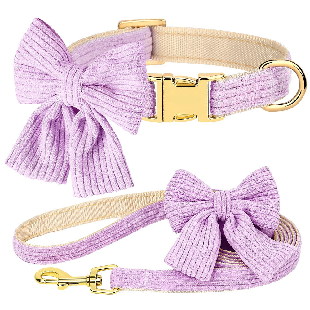 Chloe | Bowtie dog collar and leash set