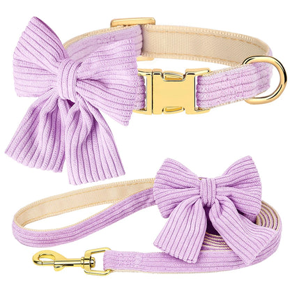 Chloe | Bowtie dog collar and leash set