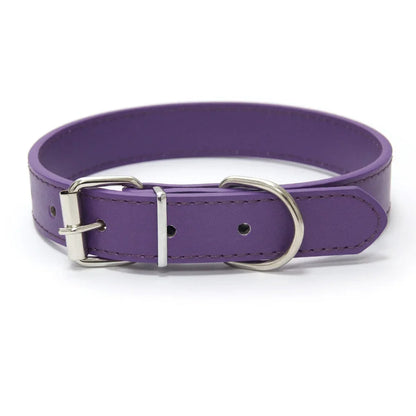 Finn™ Solid PU Leather Dog Collar Adjustable