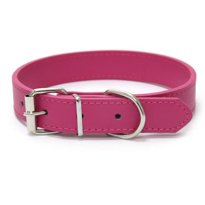 Finn™ Solid PU Leather Dog Collar Adjustable