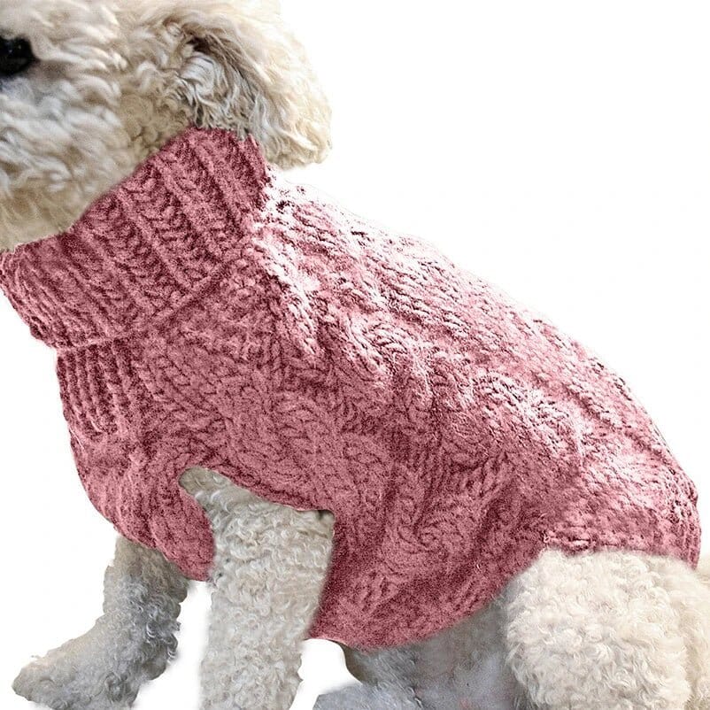 Knitted Dog Sweater with Warm Turtleneck for Small and Medium Pets