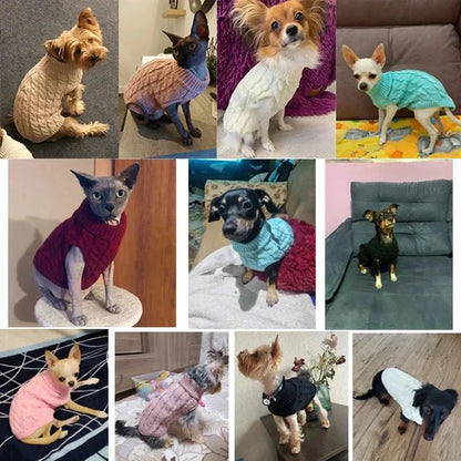 Knitted Dog Sweater with Warm Turtleneck for Small and Medium Pets