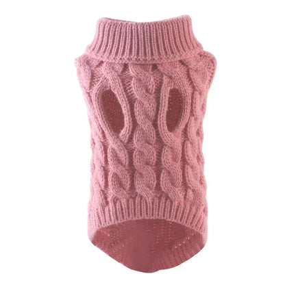 Knitted Dog Sweater with Warm Turtleneck for Small and Medium Pets