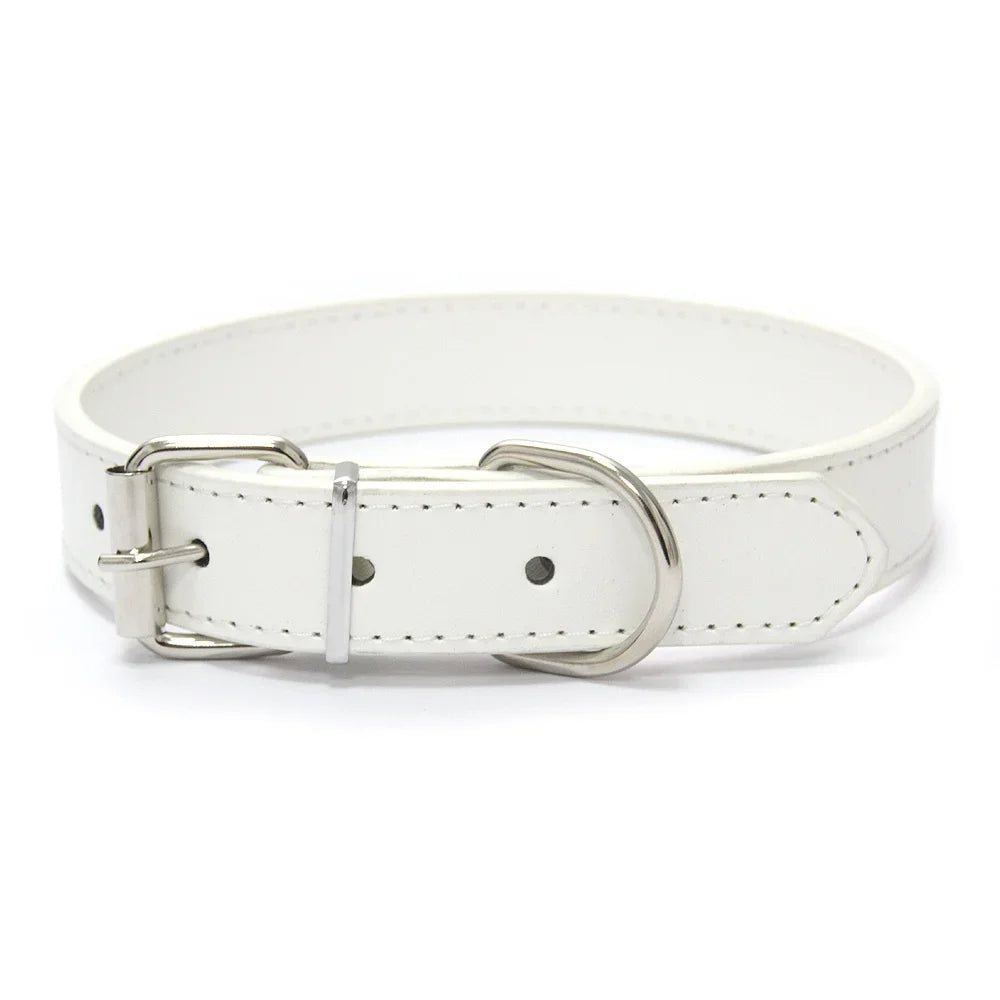 Finn™ Solid PU Leather Dog Collar Adjustable