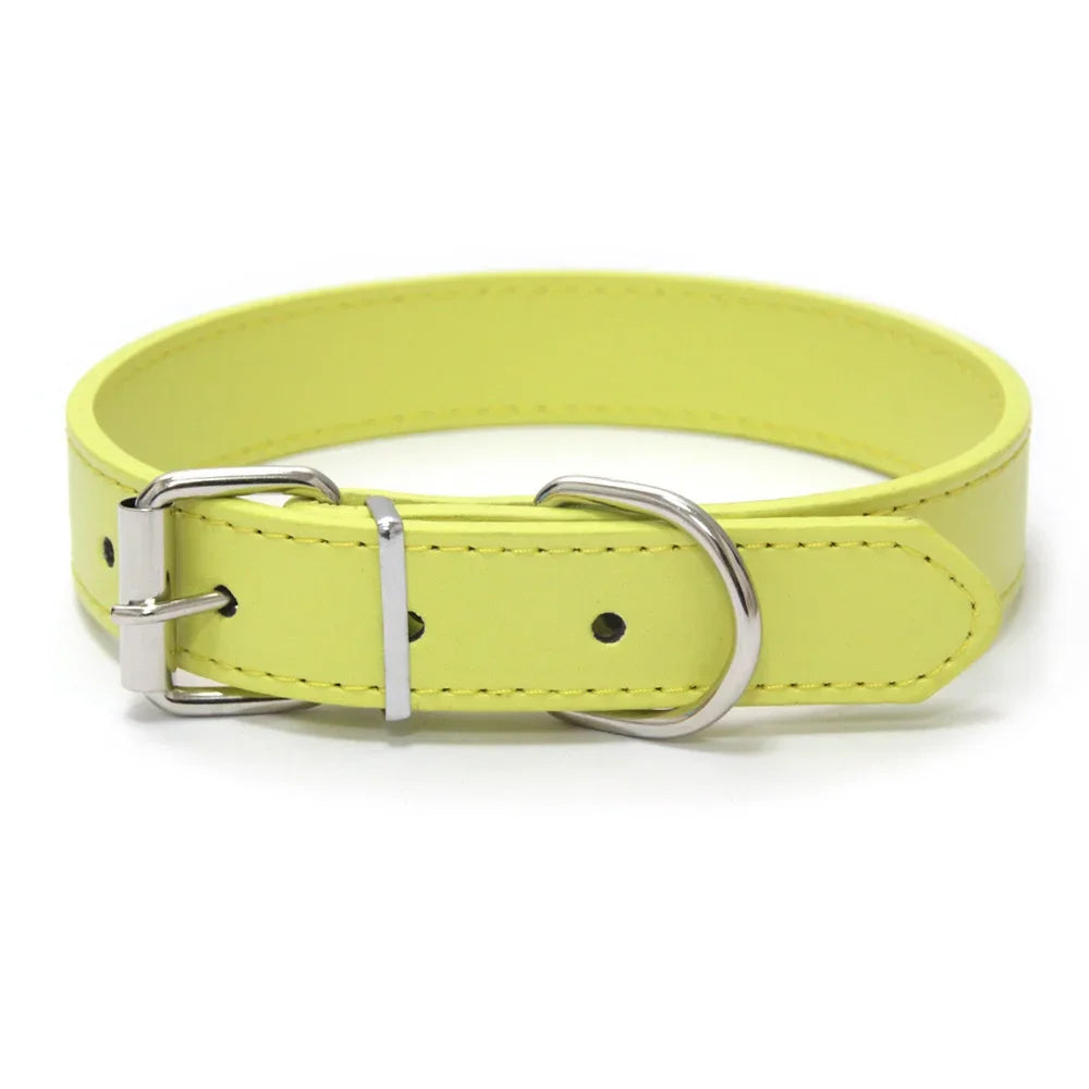 Finn™ Solid PU Leather Dog Collar Adjustable