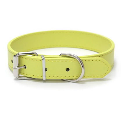 Finn™ Solid PU Leather Dog Collar Adjustable